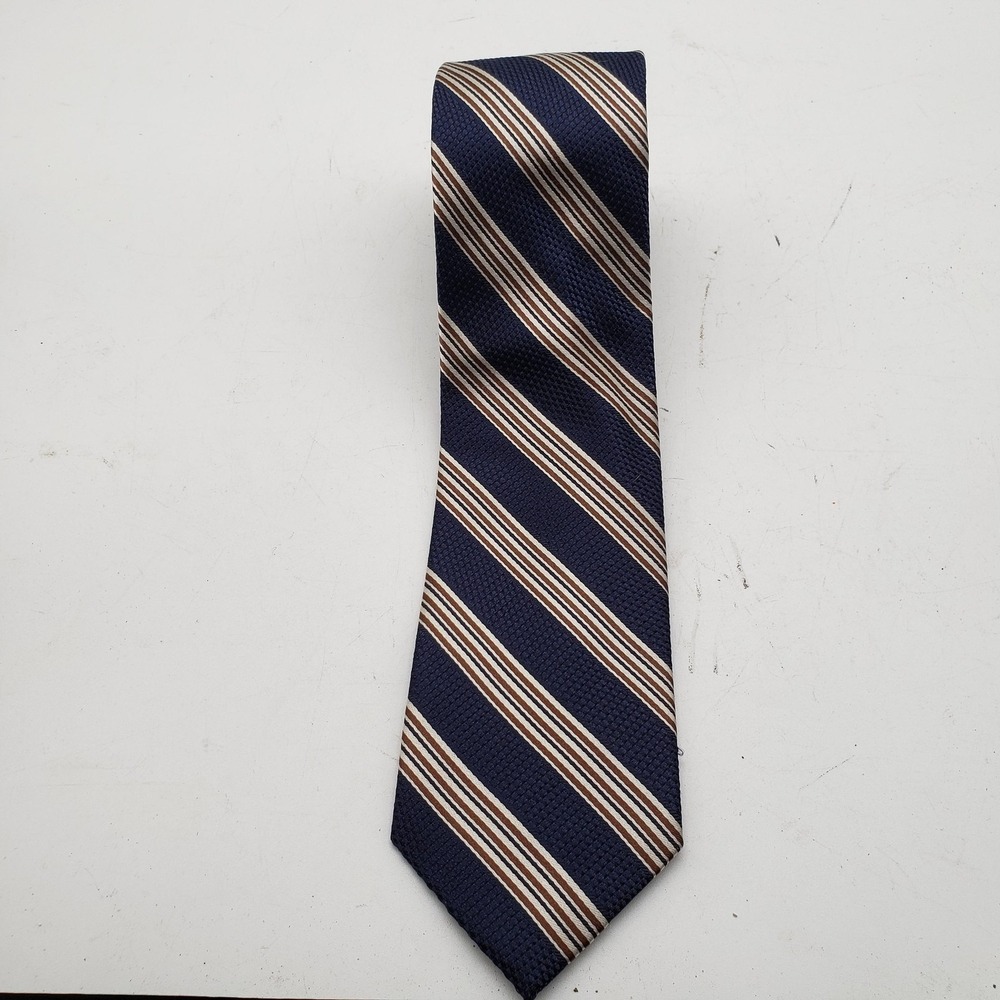 Joseph Abboud Tie Mens One Size Blue Striped 100% Silk Classic Woven Necktie